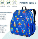 Wildkin 12-inch Kids Backpack – Padded, Adjustable, Ideal for Daycare & Travel - Robots by TinyTreasures Baby Boutique