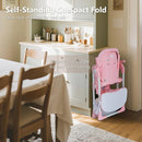 Kinder King Convertible Baby High Chair, Adjustable Feeding Chair for Babies and Toddlers with Removable Double Tray, Simple Compact Fold for Space-Saving, 2 Built-in Wheels, Easy to Clean, Pink by TinyTreasures Baby Boutique