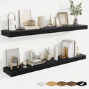 fuqing Floating Shelves for Wall, Bathroom Shelf Wall Mounted for Storage, Shelves with Invisible Bracket for Bedroom, Kitchen, Living Room, Farmhouse Small Book Shelf, 48 Inch Set of 2, Black by CozyNest Decor