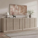 Buffet Cabinet with Storage, 120"Fluted Coffee Bar with 8 Drawers & 4 Doors, Modern Sideboard Buffet with Solid Wood Handle, Credenza Storage Cabinet for Kitchen Living Dining Room, Natural Oak(2PCS) by CozyNest Decor