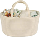 Diaper Caddy Organizer Cotton Rope Baby Basket Nursery Storage and Portable Tote Bag for Car Ideal Baby Shower Gifts and Registry Must-Have for Newborn Essentials beige by TinyTreasures Baby Boutique