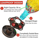 LUJII Hand Blown Glass Hummingbird Feeder for Outdoors with Ant Moat, Leak Proof & Rustproof,36 fl.oz, Metal Base Cover with 5 Feeding Ports & 5 Perches, Glass Art for Garden Decor (Blue Mixed Yellow) by GreenHaven Gardens