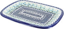 Blue Rose Polish Pottery Misty Medium Rectangular Serving Platter by CozyNest Decor