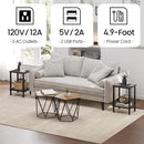 TUTOTAK End Table with Charging Station, Small Side Table, Nightstand Bedside Table, 2-Tier Storage Shelf for Small Space, Living Room, Bedroom, Marble Black TB01BMK040 by CozyNest Decor