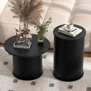 Set of 2 Round Nesting Coffee Tables for Living Room, Fluted Circle Black Wood Coffee and End Table Sets for Apartment, Small Spaces, Bedroom, Modern Style, Easy Assembly & Maintenance