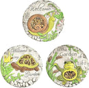 Sungmor 3PC Pretty Garden Stepping Stones, 9.8" Large Concrete Decorative Stones with Beautiful Pattern, Unique Outdoor Lawn Accents, Yard Walkway Flower Bed Wall Shelf Welcome Friends Decorations by CozyNest Decor