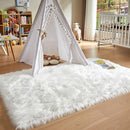 AMTOVO Faux Fur Sheepskin Rug for Living Room, 4 x 6 ft White Fluffy Area Rug for Bedroom, Playroom, Luxury Room Decor, Rectangle by CozyNest Decor
