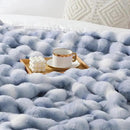 Touchat Luxury 1000GSM Faux Rabbit Fur Throw Blanket, Super Heavy Warm Cozy Grey Blankets for Couch Bed Sofa, Ruched Plush Fuzzy Elegant Soft Reversible Mink Blanket for Living Room Bedroom by CozyNest Decor