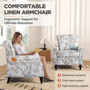 Wingback Accent Chair with Removable Pillow, High Back Floral Armchair with Solid Wood Legs & Nailhead Trim, Comfy Upholstered Reading Single Sofa Chair for Bedroom (1, Bird Floral Pattern) by CozyNest Decor