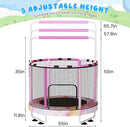 LAMERGE 55" 7-in-1 Round Trampoline for Kids Boys & Girls Ages 1-8, Indoor & Outdoor Trampoline for Fun, Adjustable Height Handrail ＆ Enclosed Safety Net ＆ Durable Designs for Toddlers Children by TinyTreasures Baby Boutique
