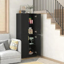 Tall Storage Cabinet with Doors & Shelf for Bathroom, Living Room, Entryway - Black by CozyNest Decor
