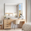 40x48inch Silver Bathroom Mirror, Silver Rectangle Mirror with Frame, Large Rectangular Wall Mirrors for Bathroom, Living Room, Hair Salon, Big Farmhouse Mirror Hang Horizontal/Vertical by CozyNest Decor