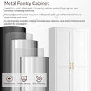 60" Tall Metal Pantry Cabinet, White Kitchen Pantry Storage Cabinet with 3 Adjustable Shelves and Gold Handles, Cupboard for Kitchen, Dining Room, Living Room, Bathroom by CozyNest Decor
