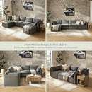 mopio Oversized Modular Sectional Sofa with Fully Removable Covers and Storage, Convertible U, L-Shaped and Sleeper Sectional, Modern Couches with Ottoman Chaise (Stone Gray Fabric, 6 Seats, U) by CozyNest Decor