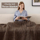 Chunky Knit Throw Blanket, 40''*50'' Knitted Throw Chenille Yarn for Bed Couch, Handmade Dark Brown Crochet Big Thick Blanket, Machine Washable Cute Comfy Blanket for Home Decor by CozyNest Decor