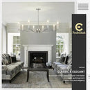 Nickel Chandeliers for Dining Room, 8-Light Chandelier Light Fixture Over Table Modern Candle Chandelier 44in Master Bedroom Chandeliers Lighting for Entry Foyer Bathtub Living Room by CozyNest Decor
