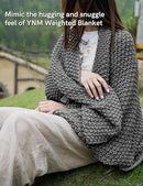 YnM Chunky Cotton Knit Throw Blanket, Cable Knit Throws for Bed Couch Sofa, Comfy & Relaxing, Decorative Piece for Farmhouse Modern Boho Rustic Scandinavian Chic Vibe, Moon Grey 50x60 Inches by CozyNest Decor