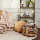 REDEARTH · Round Pouf Ottoman - Braided Boho Poof Home Décor Pouffe Accent Sitting Circular Foot Rest for Living Room, Bedroom, Nursery, Lounge; Jute and Cotton Set of 2 (19.5"x19.5"x14"; Multi) by CozyNest Decor