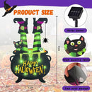 Halloween Lighted Garden Flag for Outside, Witch Feet Shape Flag Yard Decor, 8 Modes Double Sided Cauldron Eyeball Black Cat Outdoor Hlloween Decorations for Home Porch (Green-28x40) by CozyNest Decor