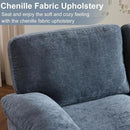 Karl home U-Shape Sectional Sofa Couch 111" Modern 4-Seat Sofa with Chaises Chenille Fabric Upholstered Covertible Couch with Wood Grain Legs for Living Room, Reception Room, Apartment, Navy Blue by CozyNest Decor