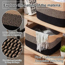 OIAHOMY Storage Basket, Woven Baskets for Storage, Cotton Rope Basket for toys,Towel Baskets for Bathroom - Pack of 3, Black & Brown by CozyNest Decor