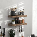 Fun Memories Floating Shelves - 16 Inch Wall Shelf for Decor & Storage - Wall Mounted Display Shelving with Invisible Heavy-Duty Metal Bracket 2Pack, Walnut by CozyNest Decor
