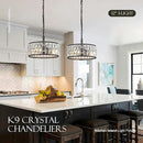 12” 3-Light Modern Crystal Chandeliers Black Dinning Room Light Fixture, Round Pendant Light Kitchen Island Chandelier, Flush Mount Ceiling Light for Living Room Entryway Bedroom Foyer by CozyNest Decor