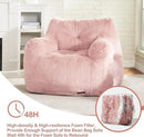 Hobestluk Bean Bag Chair for Adult Small Bean Bag Chairs with Arms Furry Beanbag Chair with Foam Filler Stuffed Bean Bag Sofa for Reading in Bedroom Living Room and Dorms(Pink) by CozyNest Decor