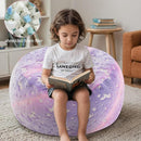 COMAX Kids Bean Bag Chair Turn into Beanbag Bed, Toddler Bean Chair for Girl Boy Sleeping, Lazy Children Bean Bags with Filler, Convertible Child Floor Mattress, Purple Unicorn by TinyTreasures Baby Boutique