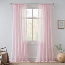 FMFUNCTEX Linen Sheer Curtains for Bedroom, Pink Curtains 96 inches Long for Living Room, Blush Pink Farmhouse French Flax Blend Window Draperies, Rod Pocket 2 Panels Set by CozyNest Decor