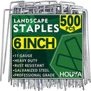 500 Pack Landscape Staples 6 Inch 11 Gauge Garden Stakes Galvanized Garden Staples Pins Anti-Rust Ground Stakes for Weed Barrier, Irrigation Tubing, Yard Lawn and Landscape Fabric by CozyNest Decor