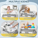 Collapsible Baby Bathtub,Baby Bath Tub with Thermometer & Soft Cushion,Baby Bathtub for Newborn to Toddler 0-36 Months,Portable Travel Baby Tub with No-Slip Feet,Baby Shower Gifts,Grey by TinyTreasures Baby Boutique