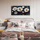 White Flower Wall Canvas Art for Bedroom - Black and White Wall Art for Living Room - Home Office Decor Wall Size 20" x 40" by CozyNest Decor