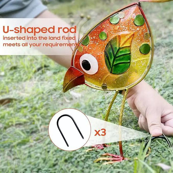 Garden Decor for Outside,Funny Metal & Glass Bird Decor for Indoor & Outdoor Set of 3,Yard Art Decor,Garden Art Statues Decorations,Colorful and Patriotic, photo 2 of 6