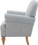 chairus Linen Accent Chair for Living Room Upholstered Mid Century Modern Single Sofa Chair with Solid Wood Legs Comfy Reading Chair Armchair for Bedroom/Office Room/Recption/Lounge, Blue Stripe by CozyNest Decor