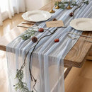 3pcs Light Blue Gauze Rustic Cheesecloth Table Runner 120 Inch 10 FT for Wedding Baby Shower Bridal Shower Birthday Engagement Garden Outdoor Party Long Sheer Boho Decorations by CozyNest Decor
