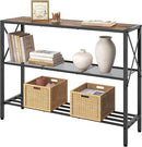 Hoctieon Industrial Console Table, 3 Tier Entryway Table, Hallway Table, Narrow Sofa Table with Shelves, Entrance Table for Entryway, Living Room, Foyer, Hallway, Office, Rustic Brown&Black by CozyNest Decor