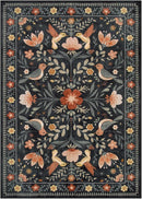 Moynesa Boho Bird 3x5 Rug, Ultra Thin Washable Kitchen Rugs Anti Skid Rubber Backing, Low Pile, Soft, Indoor Large Black Throw Carpet for Entryway Office Bedroom Bathroom Living Room by TinyTreasures Baby Boutique