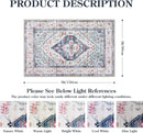 Lahome Boho Round Rug - 9Ft Washable Area Rug, Non-Slip Small Bathroom Rug, Lightweight Bedroom Throw, Oriental Distressed Print Carpet for Entryway, Sofa, Nursery, Kids Room by TinyTreasures Baby Boutique