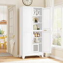 75.2" Tall Metal Pantry Cabinet, Kitchen Pantry Storage Cabinets with 4 Door and 4 Adjustable Shelves, White Storage Cabinet, Freestanding Cupboard for Kitchen Dining Room Living Room Bathroom by CozyNest Decor