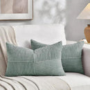 Fancy Homi 2 Packs Grey Blue Lumbar Decorative Throw Pillow Covers 20x28 Inch for Living Room Couch Bed, Rustic Farmhouse Boho Home Decor, Soft Striped Corduroy Rectangle Accent Cushion Case 50x70 cm by CozyNest Decor