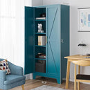 71'' Farmhouse Metal Storage Cabinet with Barn Doors,Steel File Cabinet for Home Office,Kitchen Pantry 4 Adjustable Shelves,Freestanding Cupboard for Kitchen,Home Office (Peacock Blue) by CozyNest Decor