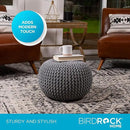 BIRDROCK HOME Round Pouf Ottoman | Cotton Braided Foot Stool with Bean Bag Filling | Boho Foot Rest for Living Room & Bedroom | Compact & Comfortable Seating, Lightweight & Soft | Light Grey by CozyNest Decor