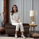 Ottoman Rectangular Storage Ottoman Bench, Flannel Footrest Stool Footstool with Lid for Living Room, Bedroom, Entryway, Coffee, 28.5"x19"x17.5" by CozyNest Decor