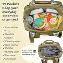 RUVALINO Diaper Bag Backpack - Multifunction Travel Back Pack Maternity Baby Changing Bags, Diaper Changing Totes, Large Capacity, Waterproof and Stylish, Baby Travel Essential, Army Green by TinyTreasures Baby Boutique