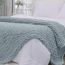 Bigacogo Chunky Knit Throw Blanket for Couch, 40x80 inches, 100% Hand Knitted with Thick Jumbo Chenille Yarn, Cozy Soft Large Rope Knot Cable Crochet Blankets for Sofa Bed Living Room, Dusty Blue by CozyNest Decor