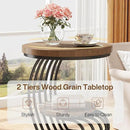 Tribesigns Round End Side Table: Side Table with 2 Tiers Storage Shelves, Vintage End Table for Living Room, Small Bedside Table Accent Table with Arc-Shaped Frame, Light Brown by CozyNest Decor