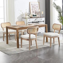 Rattan Dining Chairs Set of 6 Farmhouse Wood Kitchen Chairs with Cane Back Upholstered Curved Backrest Dinner Chair Rustic Armless Side Chair for Dining/Living Room/Restaurant, Beige by CozyNest Decor