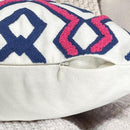 Alysheer Embroidered Decorative Throw Pillow Cover 18"x 18" Set of 2, Classic Boho Geometric Embroidery Pattern Cotton Rectangular Cushion Case for Sofa Couch Living Room Bedroom (Blue Pink) by CozyNest Decor