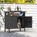DWVO Patio Storage Cabinet, Outdoor Buffet Cabinet with Two Doors and Shelves, Outdoor Storage Bar Table with PE Rattan for Patio, Backyard, Garden - Black by CozyNest Decor